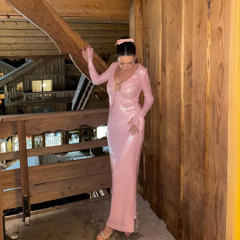 Variant image for Maxiklänning Dam Elegant V-ringning A-linjeformad Polyester-7