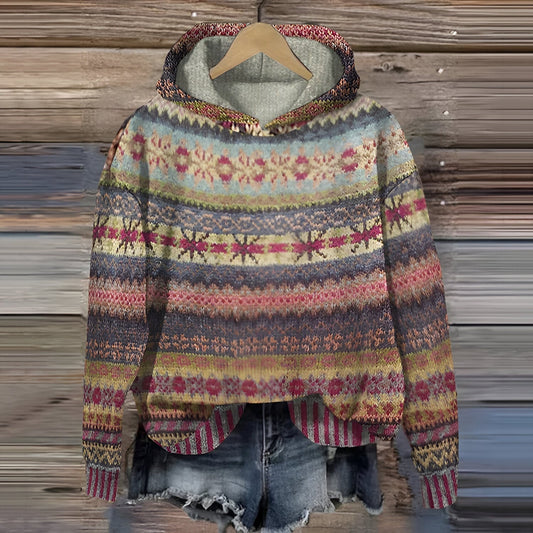 Dam Hoodie Vintage Bomull Avslappnad Design-1