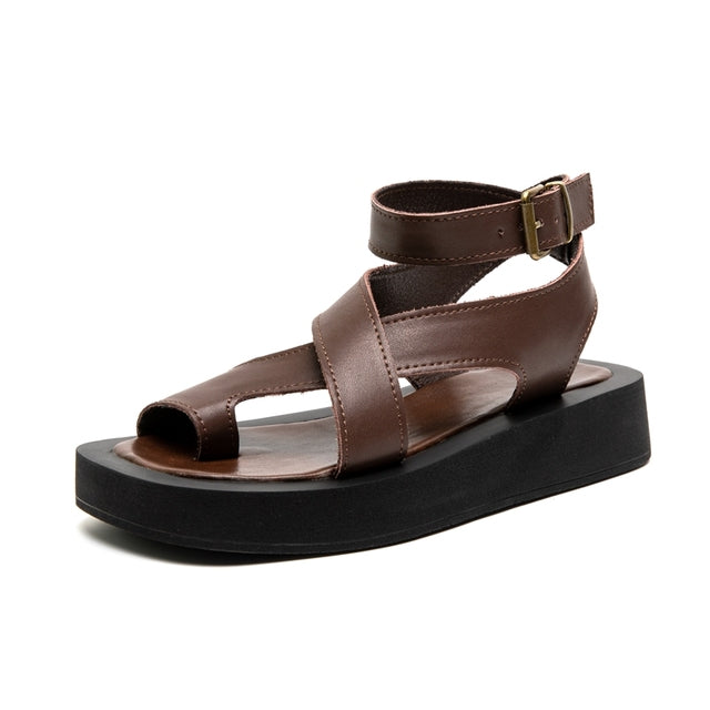 Variant image for Kvinnors Klipptå Sandaler Plattform Äkta Kalvskinn-10
