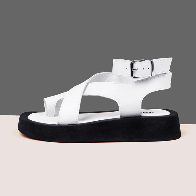Variant image for Kvinnors Klipptå Sandaler Plattform Äkta Kalvskinn-19