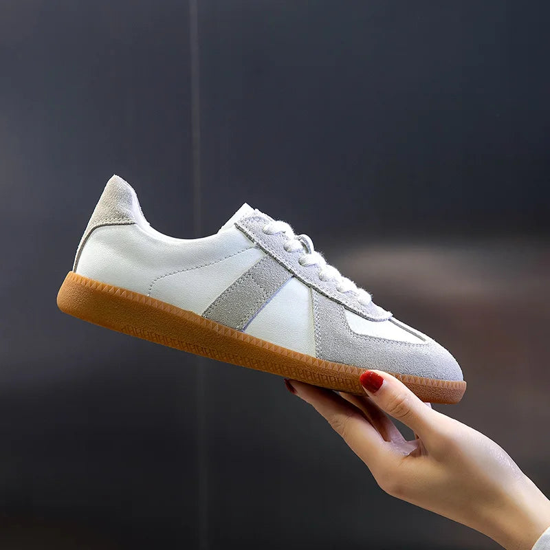 Kvinnors Sneakers Platta Läder-3