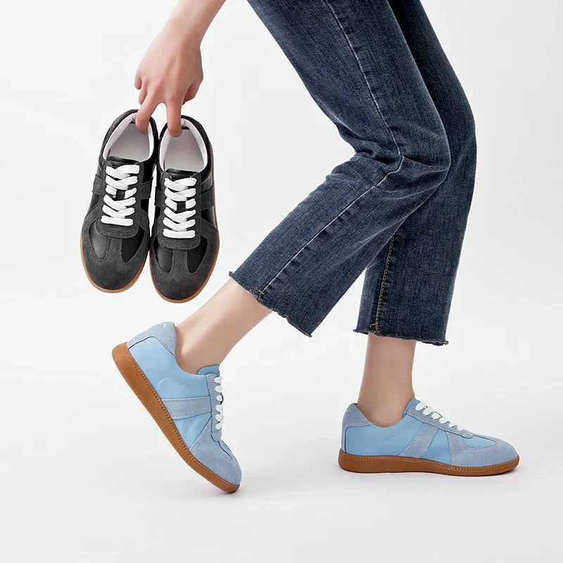 Kvinnors Sneakers Platta Läder-4