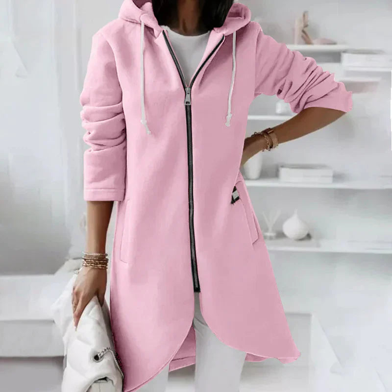 Damjacka Hoodie med Blixtlås och Huva i Bomull och Polyester 1