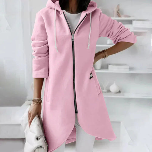 Damjacka Hoodie med Blixtlås och Huva i Bomull och Polyester 1