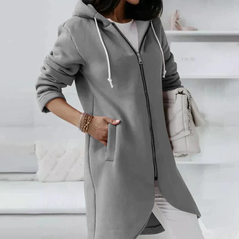 Damjacka Hoodie med Blixtlås och Huva i Bomull och Polyester 8
