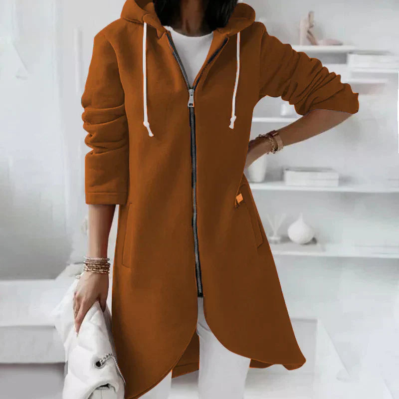 Damjacka Hoodie med Blixtlås och Huva i Bomull och Polyester 6