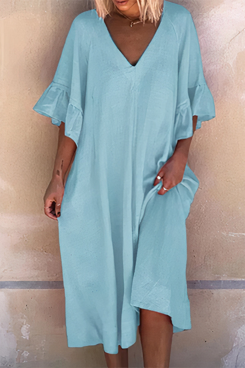 Variant image for Dam Sommarklänning Lätt Linne för Midsommar och Fest-1