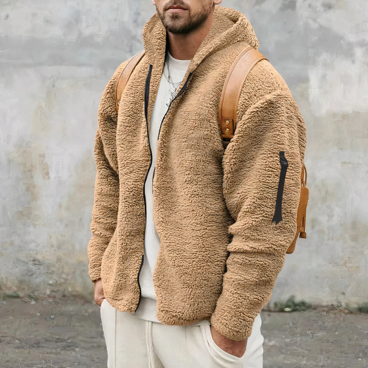 Herrjacka Vinterjacka Dubbelsidig Fleece med Huva 1