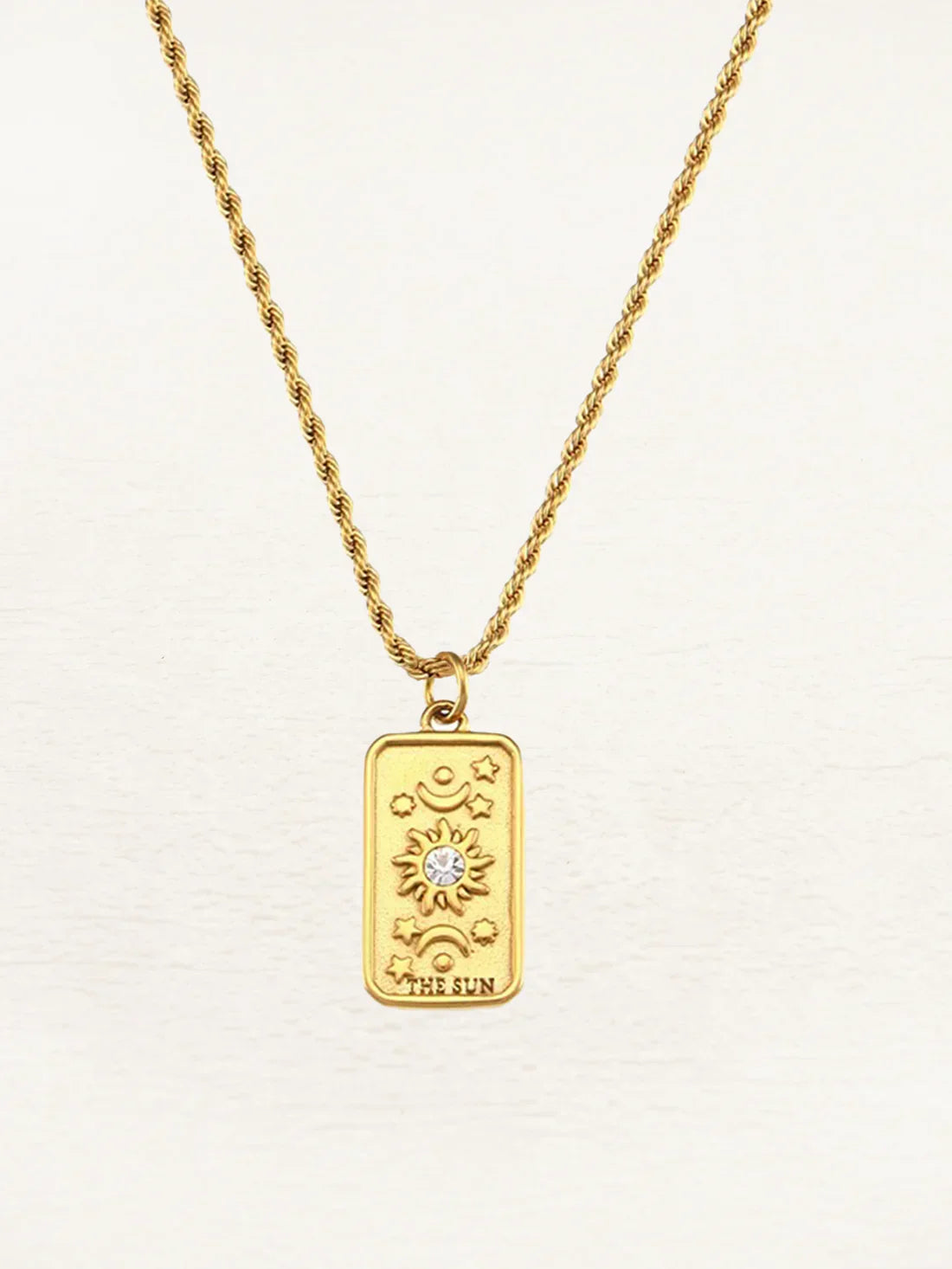 Dam Halsband Tarotkort Sol Guld Elegant Smycke-3