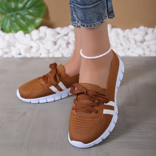 Kvinnors Andningsbara Sneakers med Mjuk Sula – Stickad Design för Daglig Komfort, Stora Storlekar 1