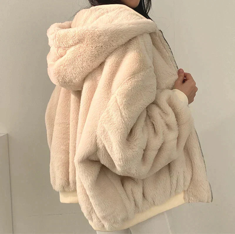 Dam Nedjacka med Pälsdetalj Vattenavvisande Polyester-3