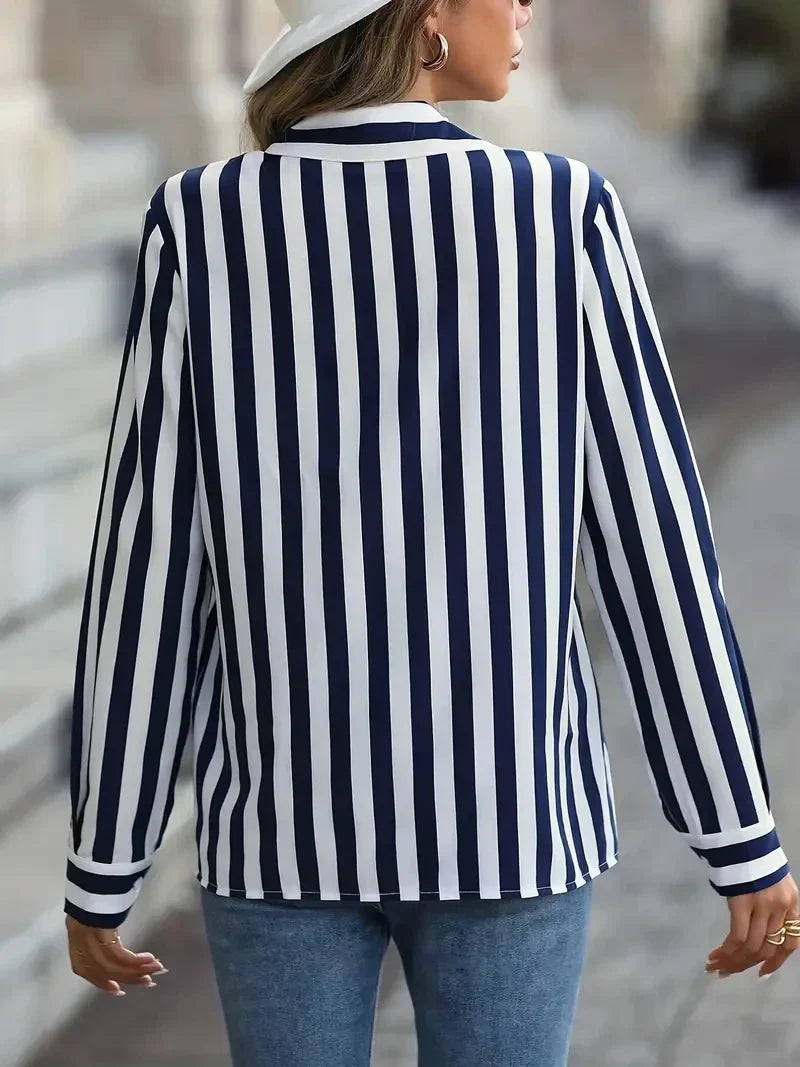 Dam Lång Blus Avslappnad Mjuk Tyg-2