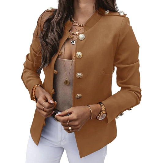 Kvinnors Blazer Retro Klassisk Stil Högkvalitativt Tyg-1