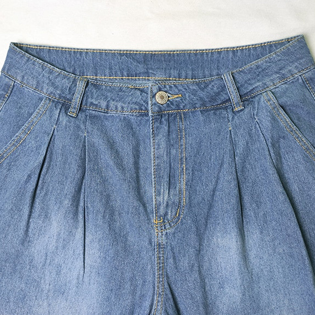 Dam Jeans Avslappnad Bred Snitt Hållbar Denim-3