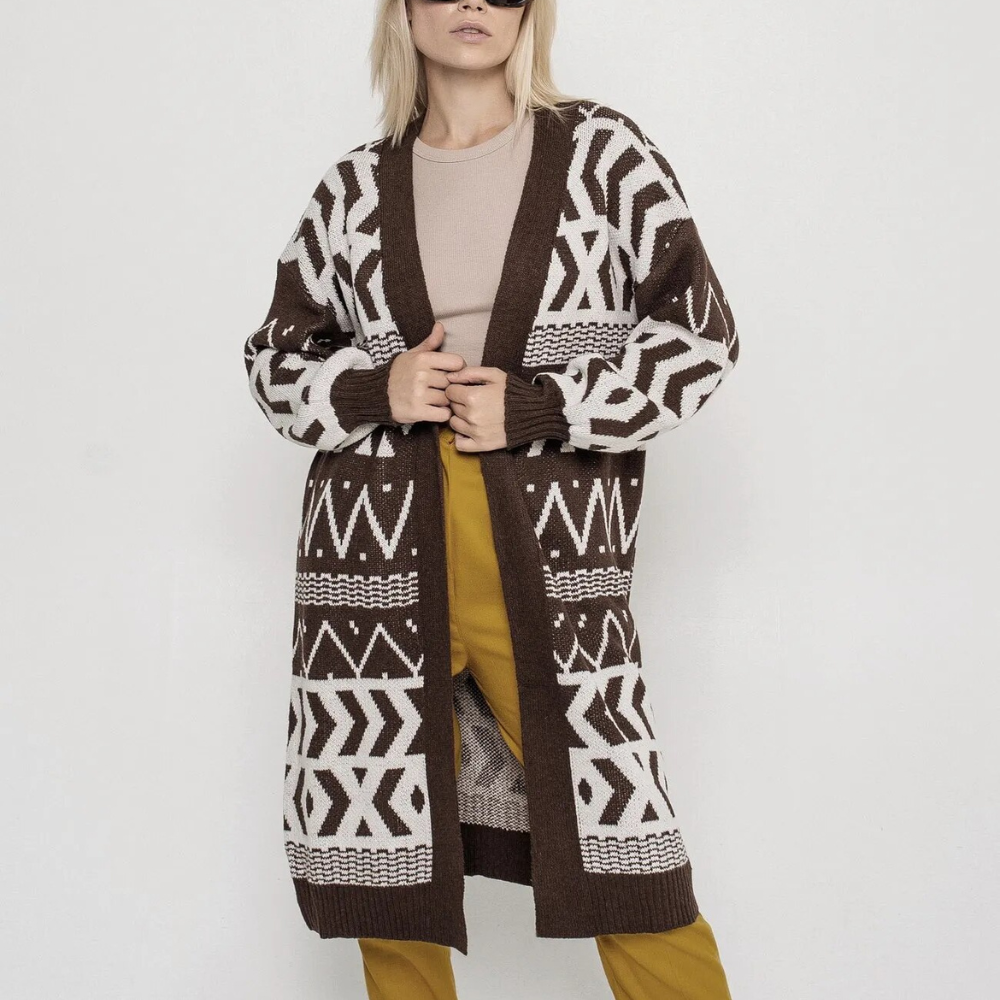 Kvinnor Lång Kofta Trendig Polyester Svart 4