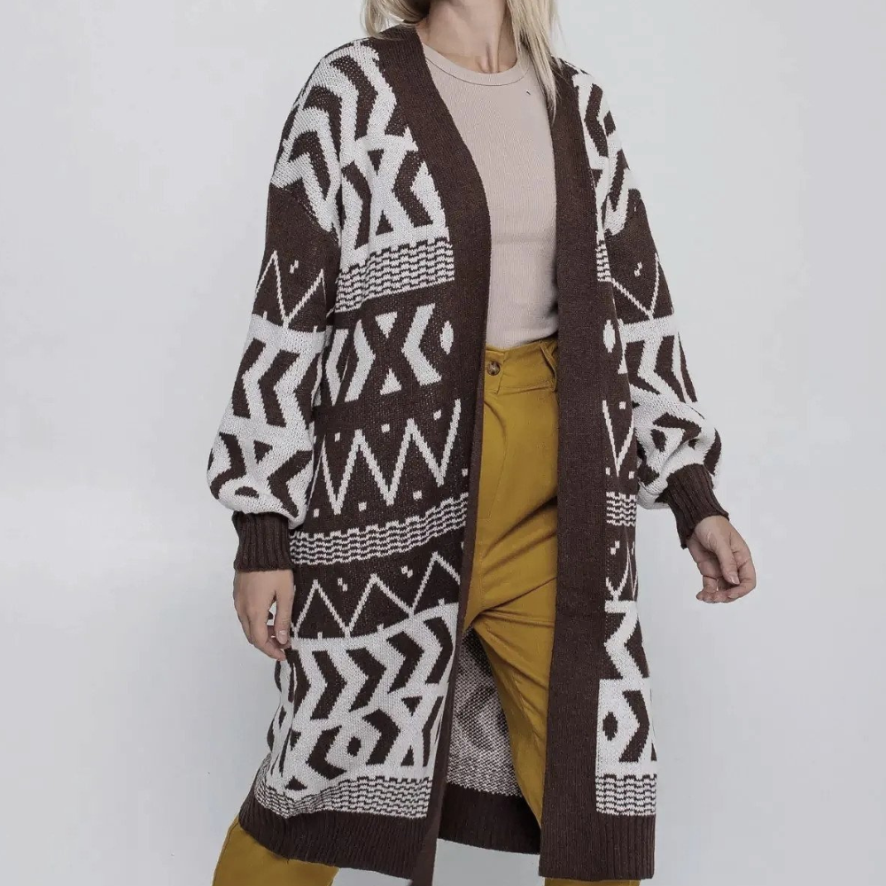 Kvinnor Lång Kofta Trendig Polyester Svart 2