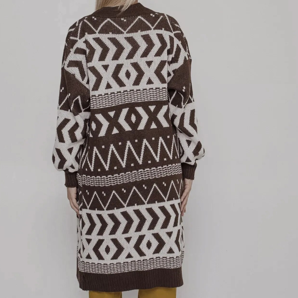 Kvinnor Lång Kofta Trendig Polyester Svart 3