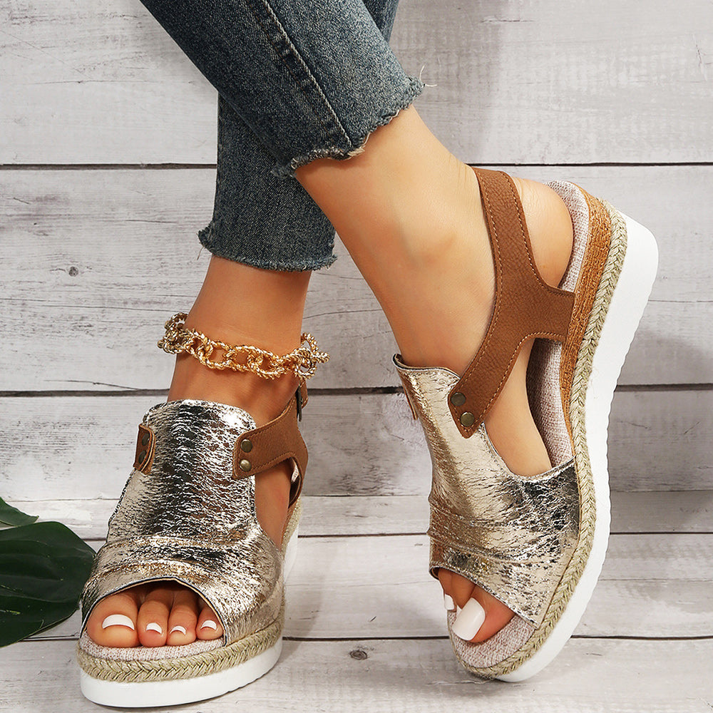 Variant image for Dam Sandaler Fiskmun Design PU-Läder Tjock Sula-41