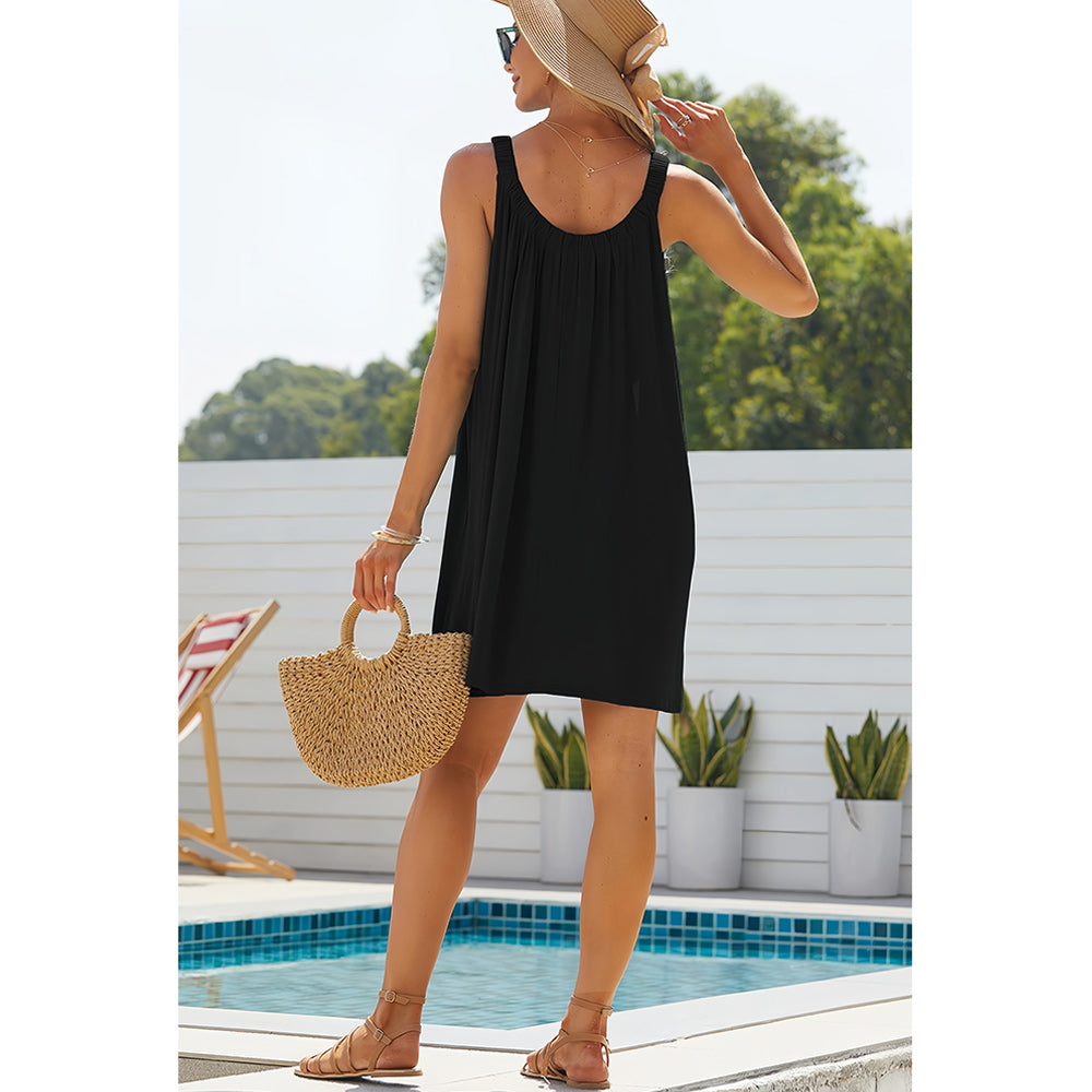 Kvinnoklänning A-linje Polyester Ärmlös Cirkulär Halsringning 3