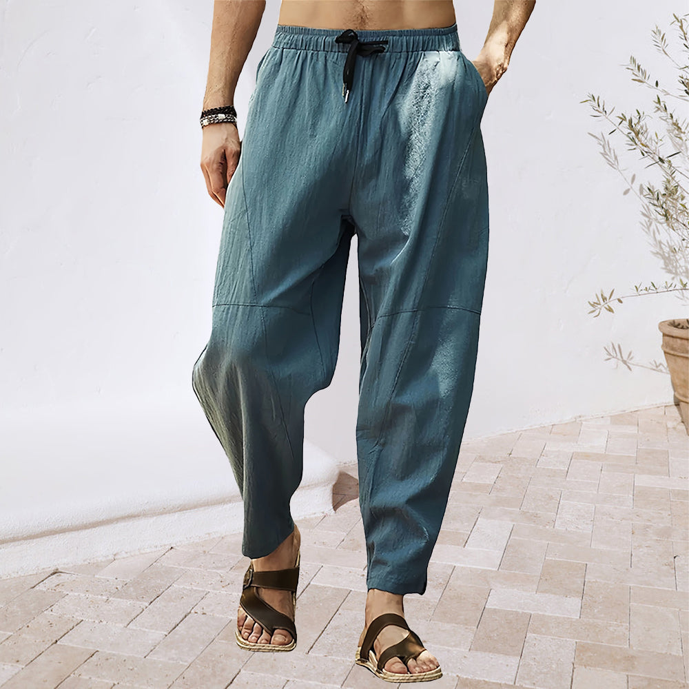 Variant image for Herrbyxor med Elastiskt Midjeband i Andningsbart Linne Material-16