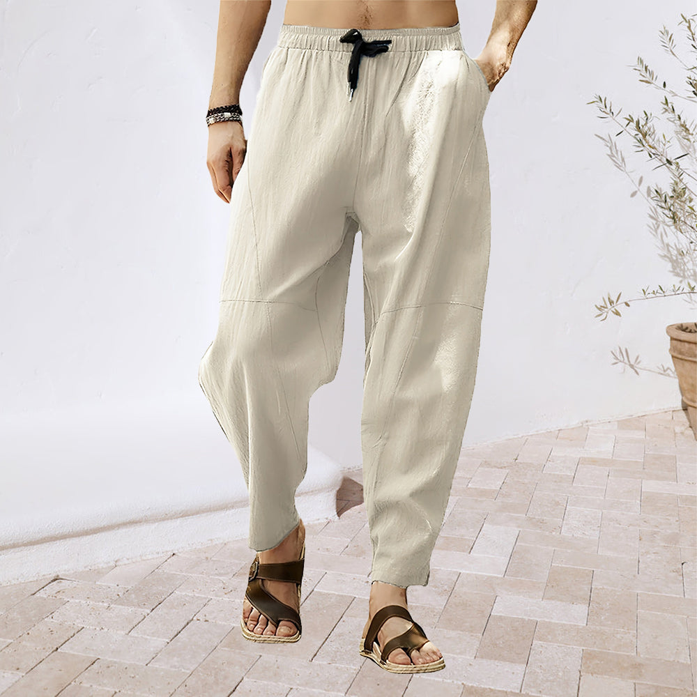 Variant image for Herrbyxor med Elastiskt Midjeband i Andningsbart Linne Material-26