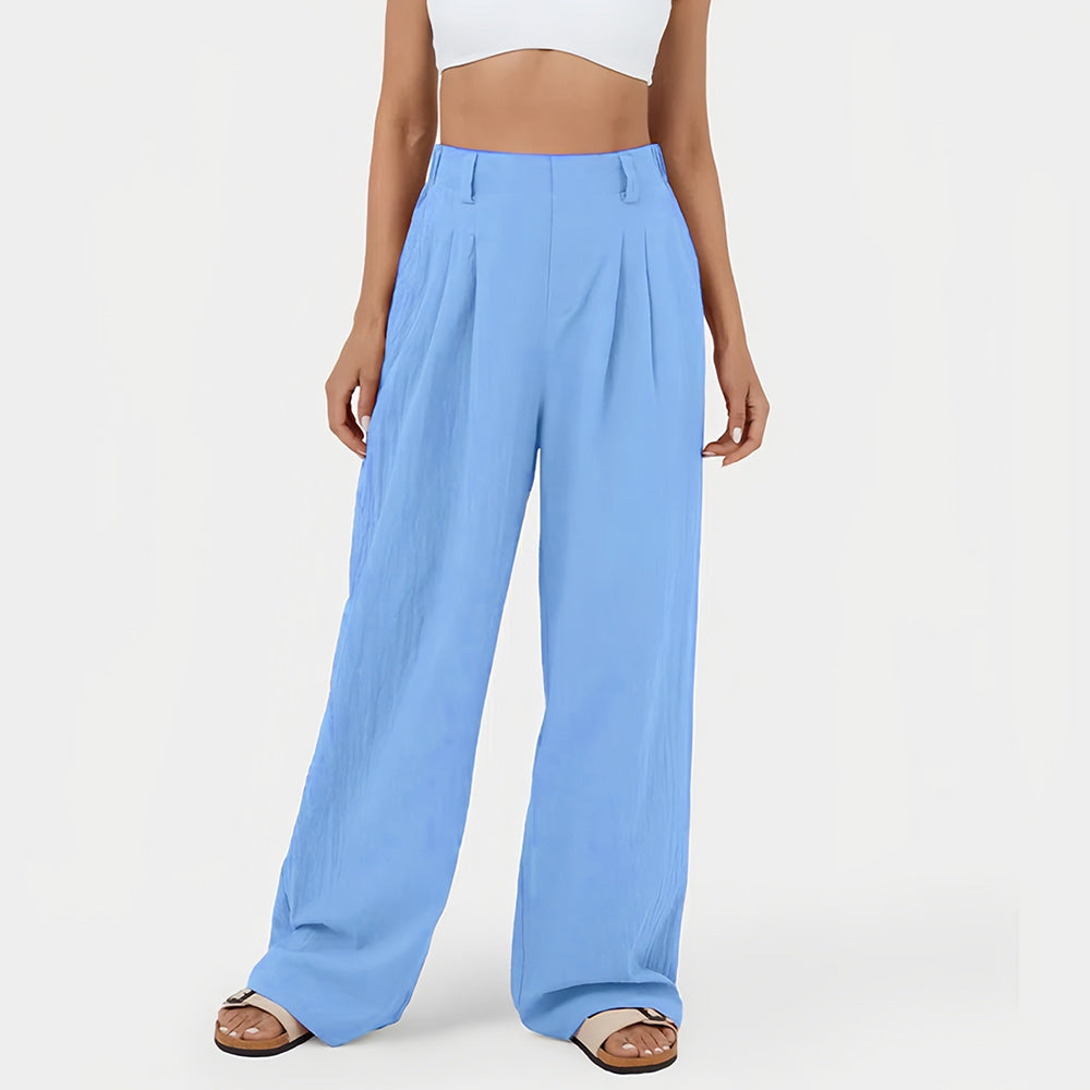 Variant image for Snygga Dam Byxor Hög Midja Breda Ben 100% Bomull-46