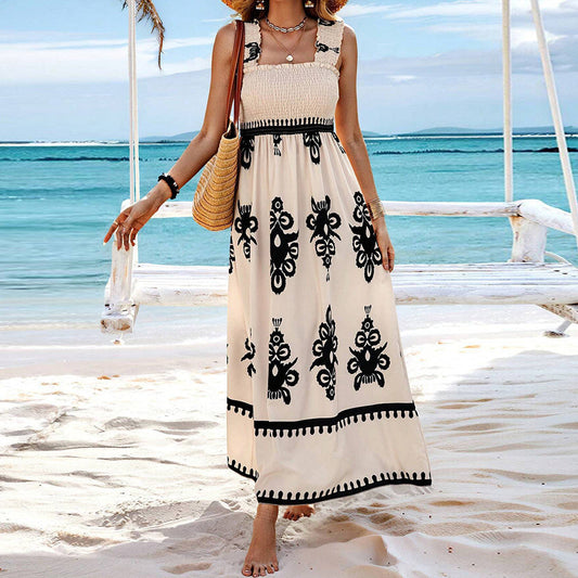 Strandklänning Dam med Bröstomslagsdesign i Mjuk Bomullsblandning – Vit, S-2XL 1