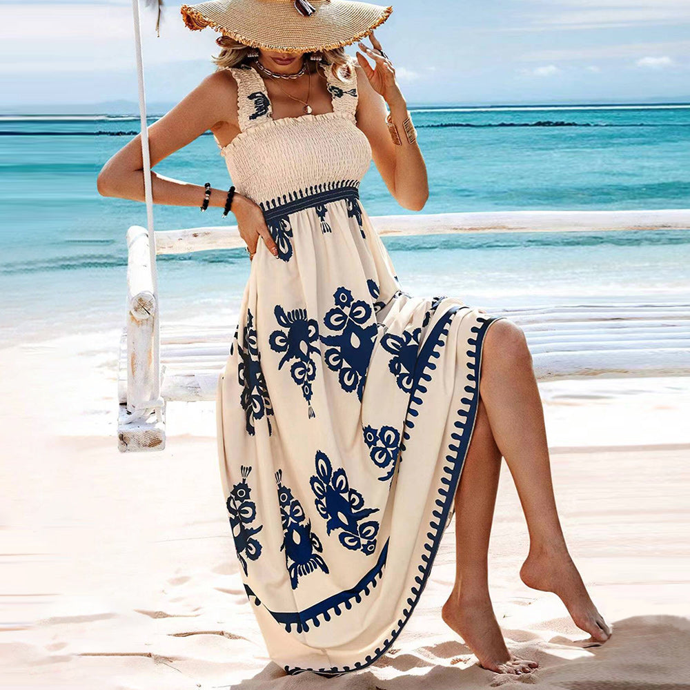 Strandklänning Dam med Bröstomslagsdesign i Mjuk Bomullsblandning – Vit, S-2XL 13