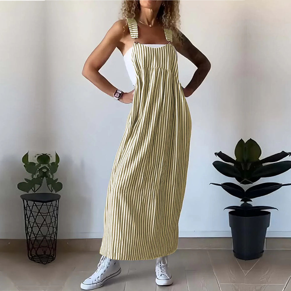 Variant image for Kvinnors Randig Klänning Justerbara Remmar Viskosfiber-36