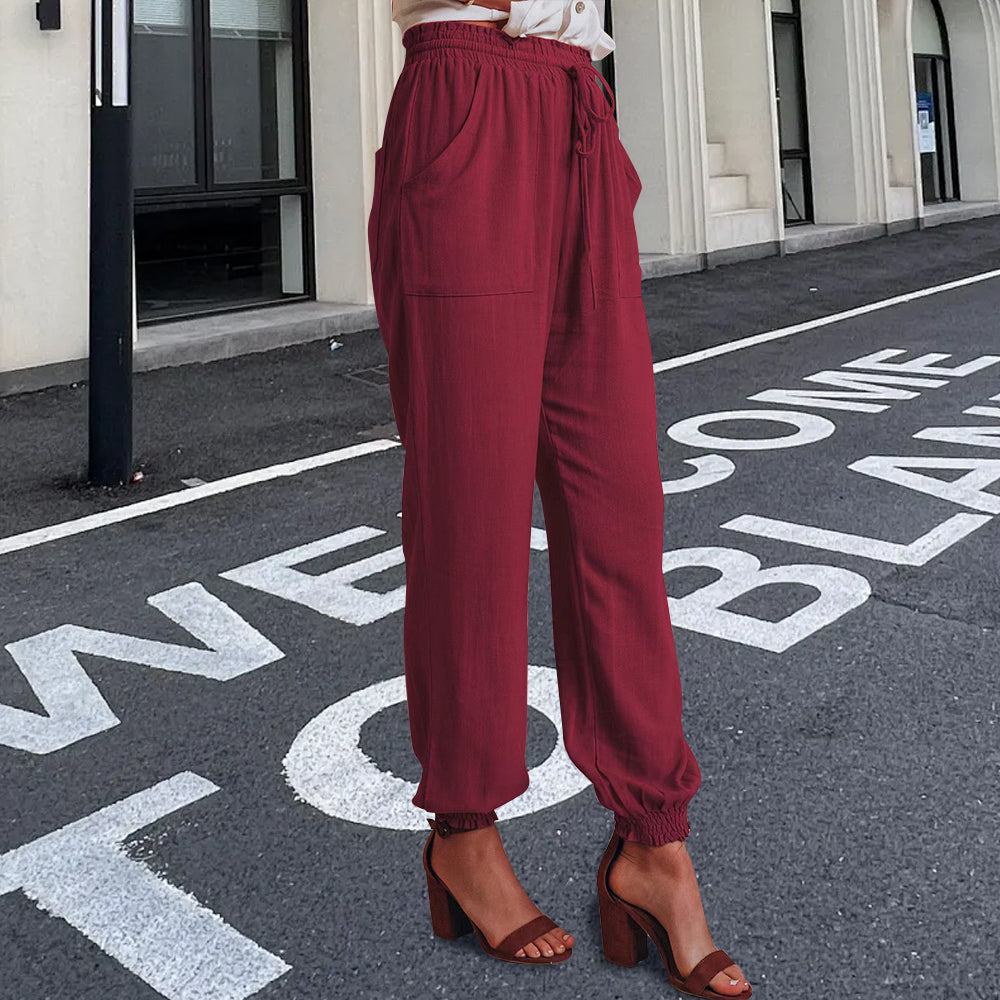 Kvinnors Byxor Löst Snitt Polyester Avslappnad Design-6