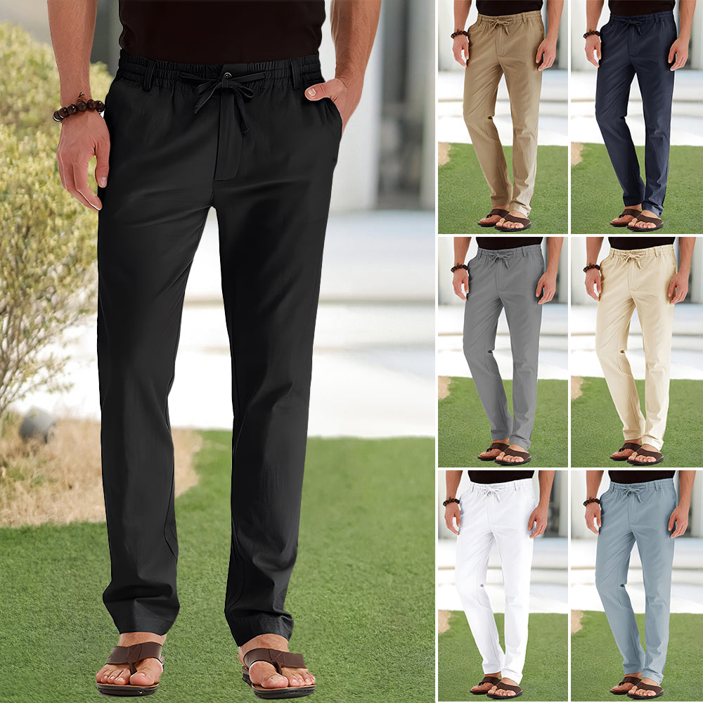 Herrbyxor Loose Fit Elastiskt Midjeband Bomull-5