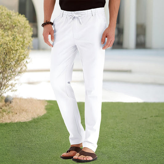 Herrbyxor Loose Fit Elastiskt Midjeband Bomull-1