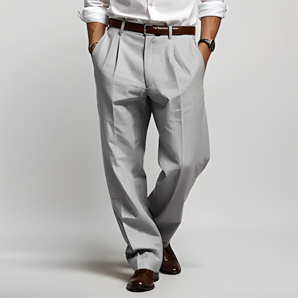 Variant image for Herrbyxor Linne Rak Ben Lösa Passform med Dubbla Fickor-13