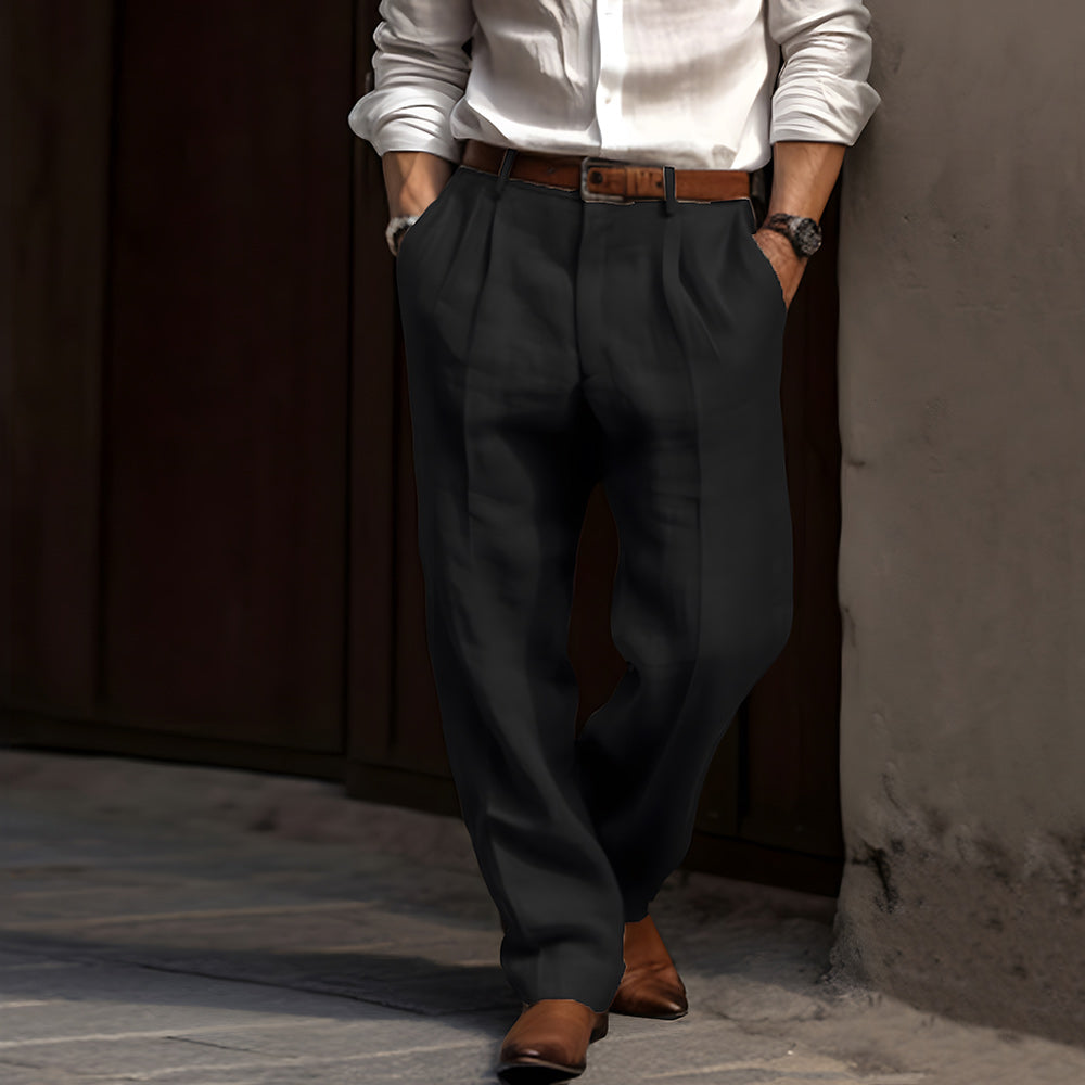 Variant image for Herrbyxor Linne Rak Ben Lösa Passform med Dubbla Fickor-7