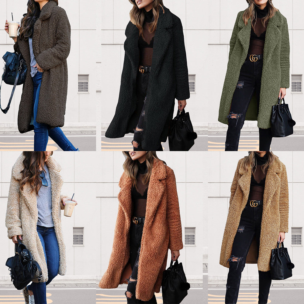 Dam Kappa Lång Dubbelsidig Sammet med Långa Ärmar-5