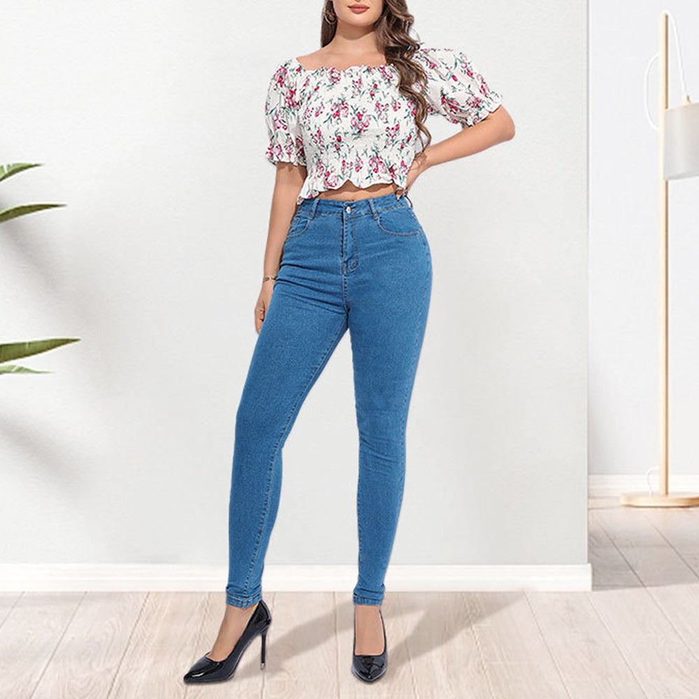 Dam Jeans Hög Midja Stretch Rörjeans – Figurformande, Elastiska och Bekväma i Storlekar S-3XL 8