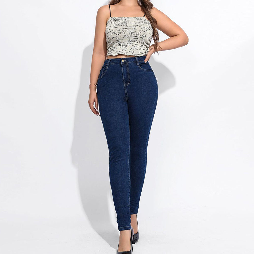 Dam Jeans Hög Midja Stretch Rörjeans – Figurformande, Elastiska och Bekväma i Storlekar S-3XL 6