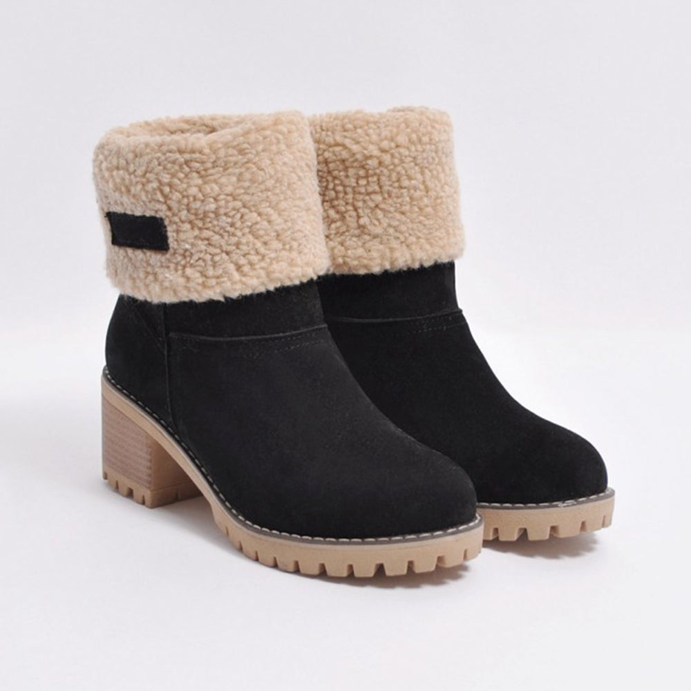 Variant image for Kvinnors Högklackade Stövlar Medelhöga Mocka Färgblock-8