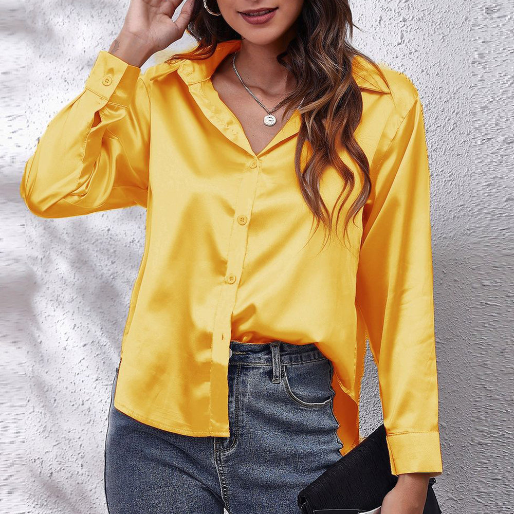 Variant image for Kvinnors Långärmad Skjorta Satinimitat Polyester-37