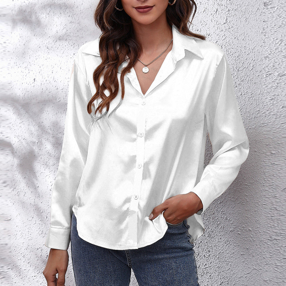 Variant image for Kvinnors Långärmad Skjorta Satinimitat Polyester-9