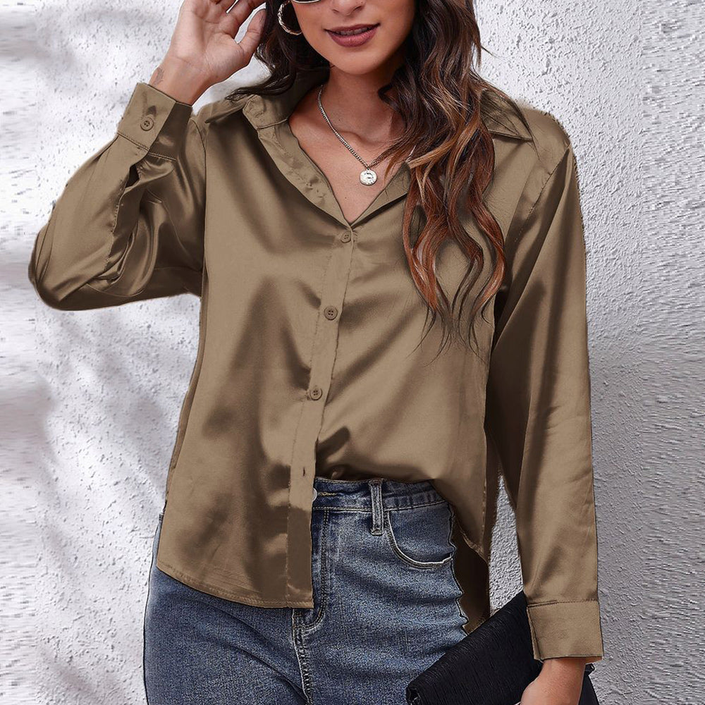 Variant image for Kvinnors Långärmad Skjorta Satinimitat Polyester-17