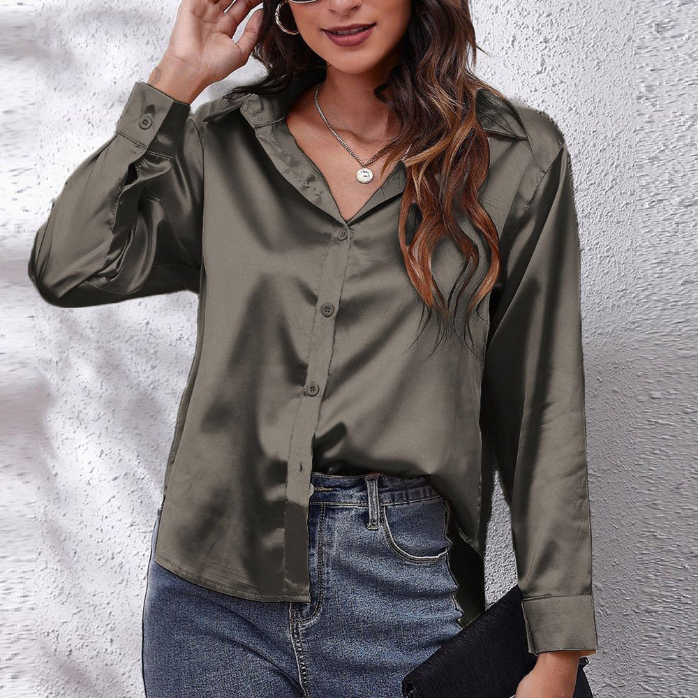 Variant image for Kvinnors Långärmad Skjorta Satinimitat Polyester-25