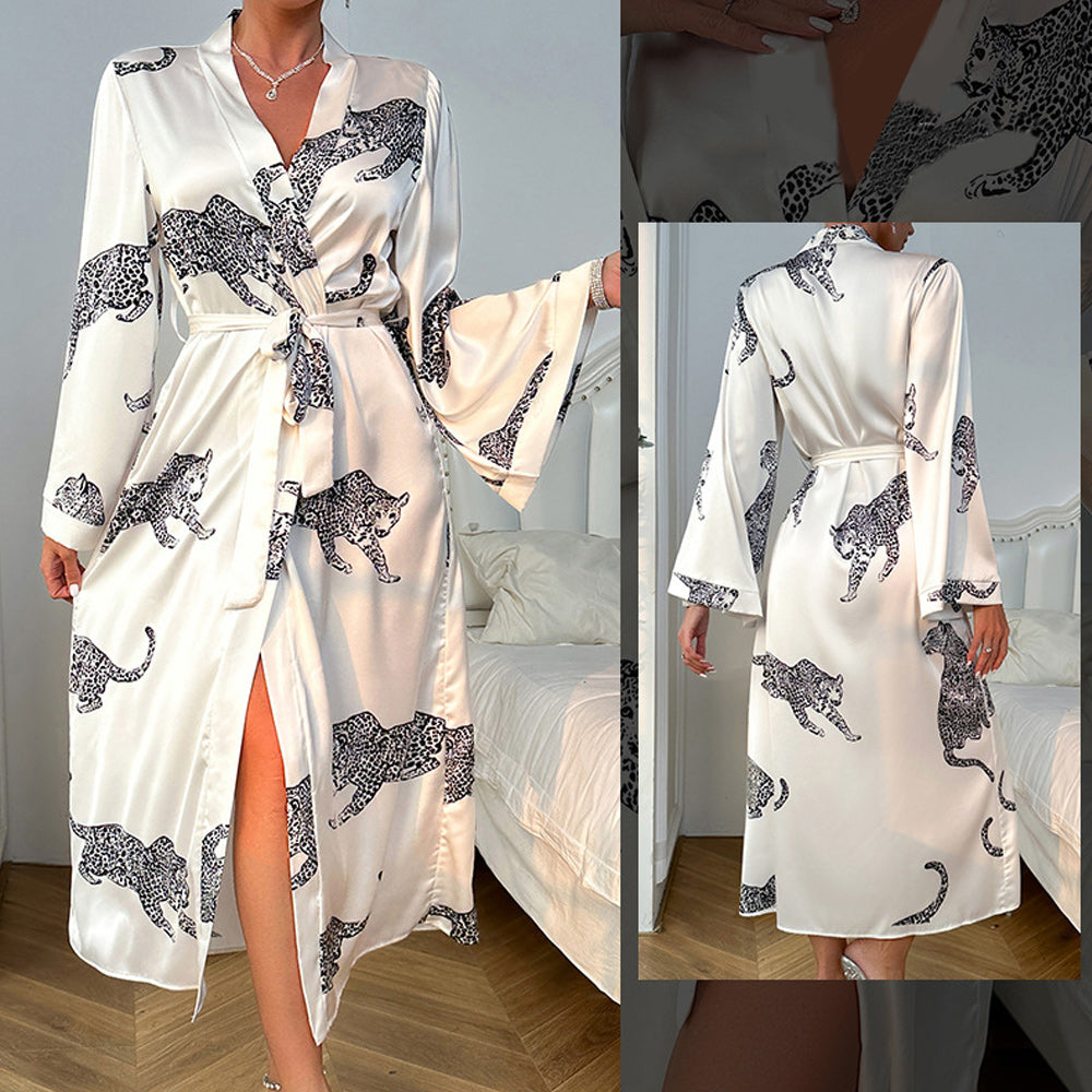 Variant image for Dam Loungewear Långärmad Satin Leopardmönster-4