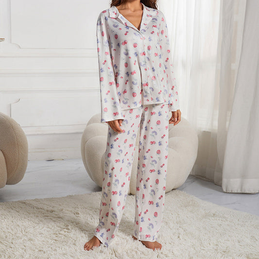 Kvinnors LÄngÀrmad Kostym Tryckt Polyester Löst Hemma-1