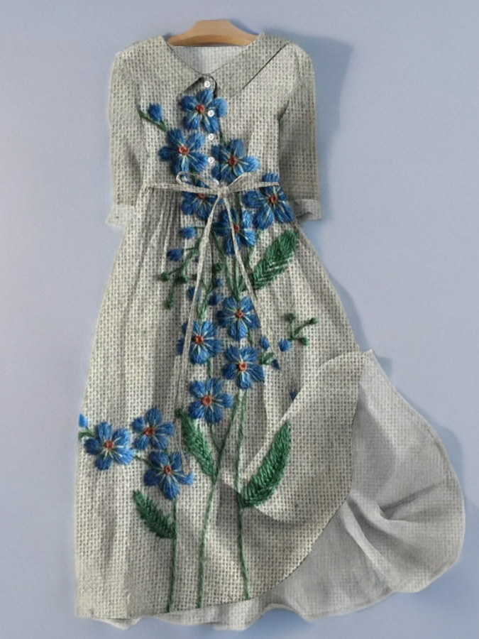 Variant image for Dam Toppklänning Vintage Stil Andningsbart Tyg-1