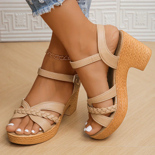 Dam Högklackade Sandaler Gladiator Design Syntetiskt LÀder-1