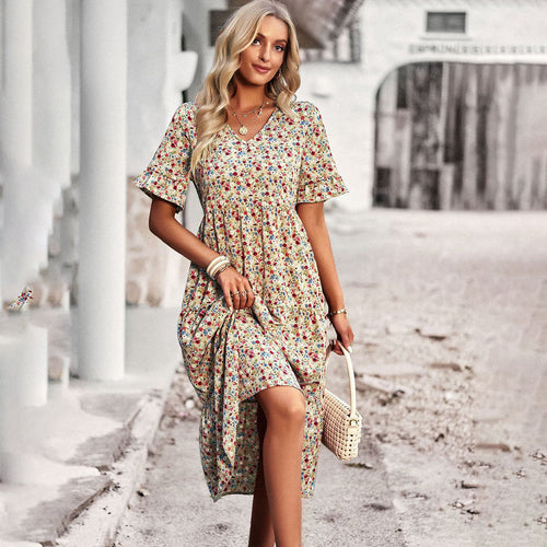 Blumige Miniklännung für Frauen aus leichtem Polyester – Ideal für Sommerpartys und Brunch, in verschiedenen Farben erhältlich 1