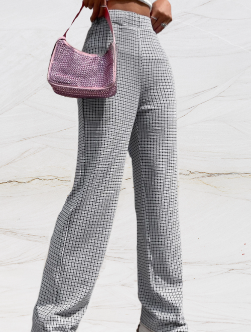 Dam Linnebyxor Hög Midja Avslappnad Stil i Linne och Elastan-1