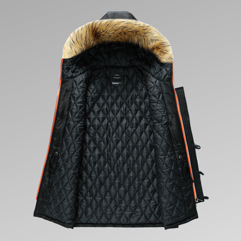 Dam Lång Vinterjacka Med Konstgjord Päls Och Justerbara Handledar-2