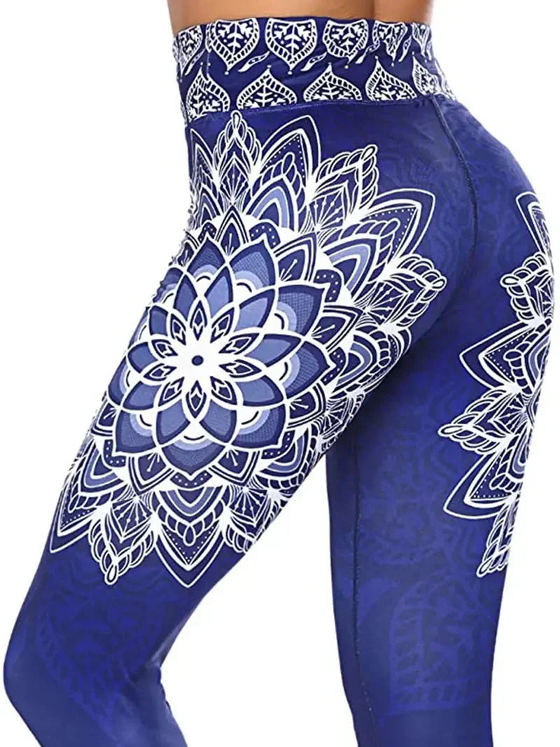 Dam Träningsleggings Blommiga Hög Midja Fuktavvisande Tyg-3